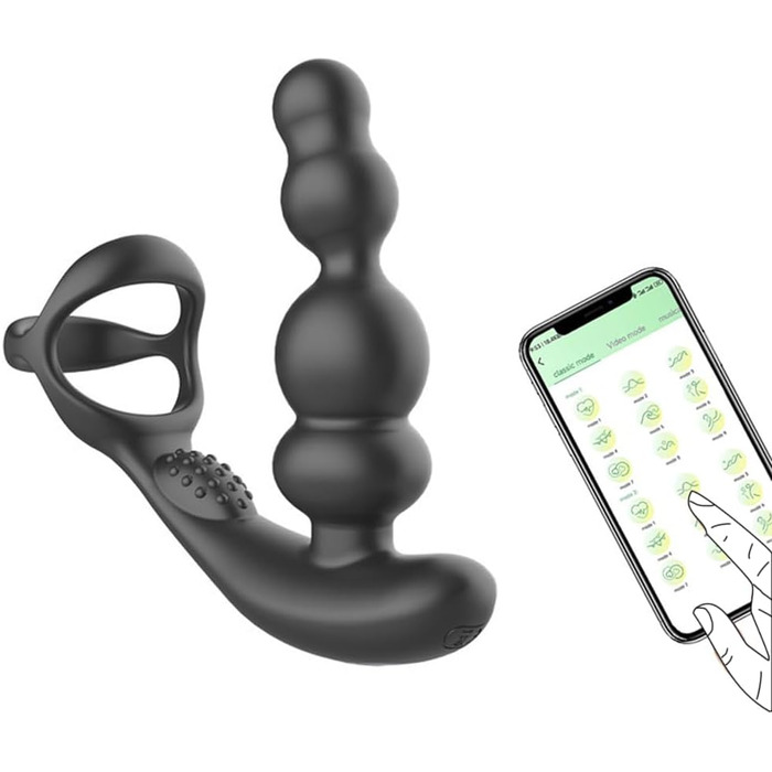 Анальні вібратори для чоловіків Jpscor з кільцем, керування через додаток, стимуляція простати, 3 режими обертання та 10 режимів вібрації