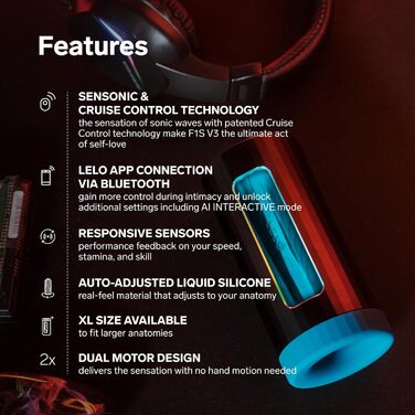 LELO F1S V3 Lustkonsole - Масажер для чоловіків з Bluetooth, 8 режимів, AI-контроль, блакитний