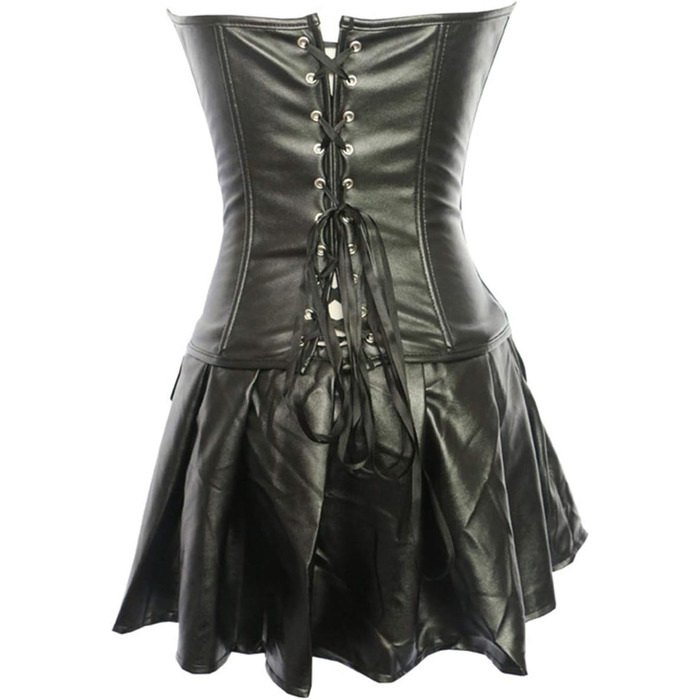 Корсет жіночий готичний з екошкіри SxyBox, чорний. Корсаж, сукня-корсет, клубний костюм, спідня білизна.