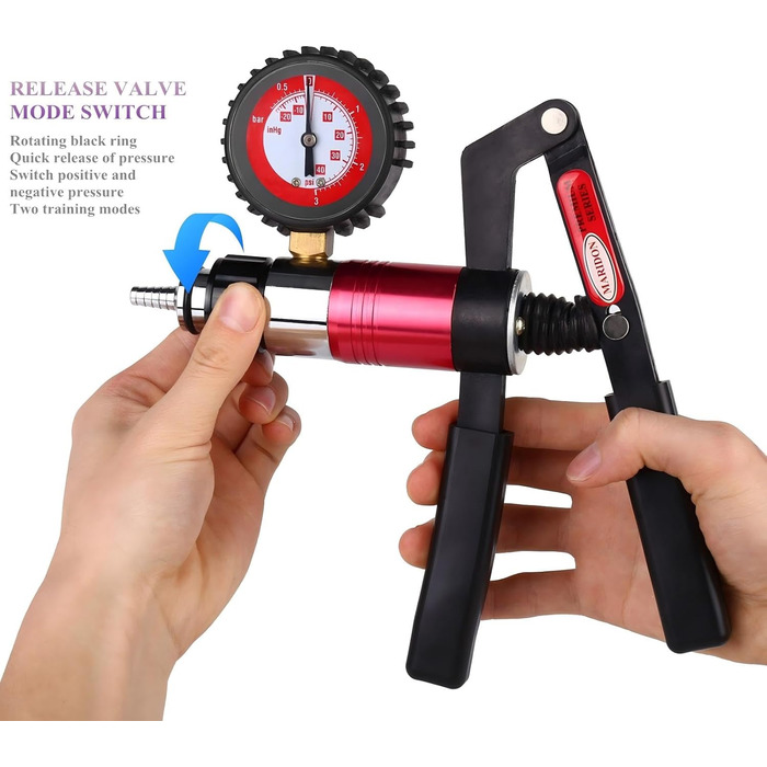 Насос для збільшення пеніса з манометром та регулювальними колесами. Ручний насос для чоловіків з металевим руків'ям, вакуумний насос для збільшення розміру пеніса (57 мм)