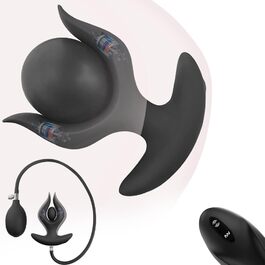 Надувний анальний вібратор Jpscor для чоловіків та жінок, силіконовий вібратор з 10 режимами, повітряний насос, пульт дистанційного керування, стимуляція простати, секс-іграшки для пар (чорний)