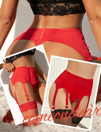 Гарнітур корсетний з стрічками для жінок, великі розміри, білий (XL-XXL, червоний)