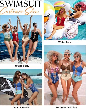 Жіночий купальник суцільний UMIPUBO Monokini з рюшами, сексуальним дизайном, колірний блок, бретелі з металевими акцентами (прапор США, розмір M)