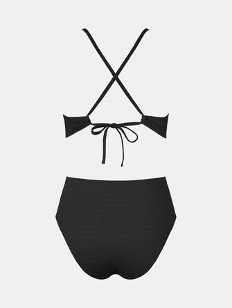 Чоловічий купальник CUPSHE з глибоким V-подібним вирізом, на зав'язках, з текстурою, одноцільний, чорний