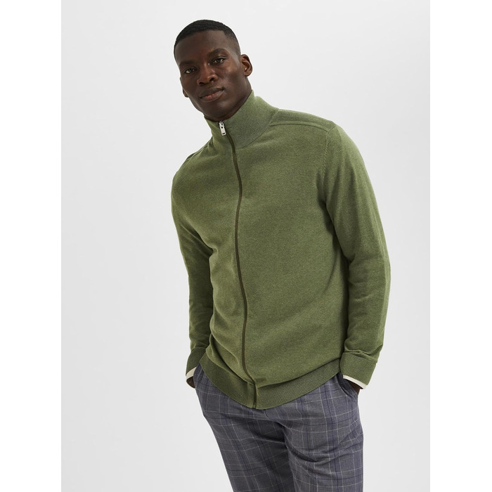 Чоловічий в'язаний кардиган на блискавці SELECTED HOMME, колір Vineyard Green (меланж), розмір L