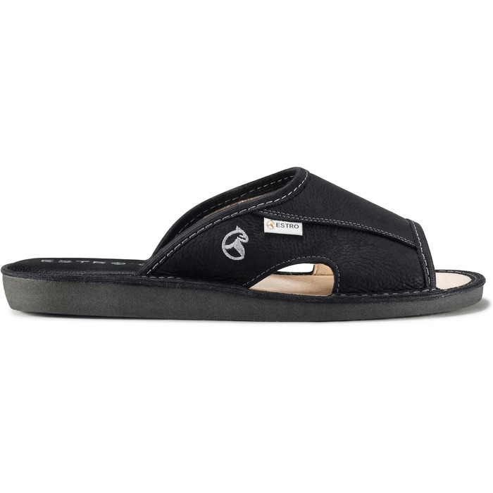 Чоловічі шкіряні домашні капці ESTRO Slipper — легкі пантолети для дому, чорні, розмір 43 EU