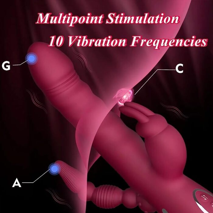 Вібратор-дилда JFRong 3-в-1 для жінок: стимуляція G-точки, клітора та анусу. 10 режимів вібрації та телескопічна конструкція. Інтимні іграшки для дорослих