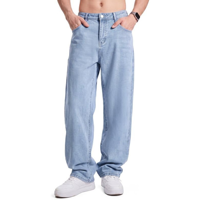 Чоловічі широкі джинси Baggy Y2K JIERR у стилі стрітвір, світло-блакитні