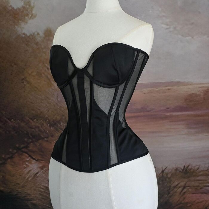 Жіночий корсетний топ у готичному стилі: корсаж на Хелловін, вінтаж, середньовіччя, без рукавів, стеampunk, бавовна, баучер, shapewear (чорний, S)