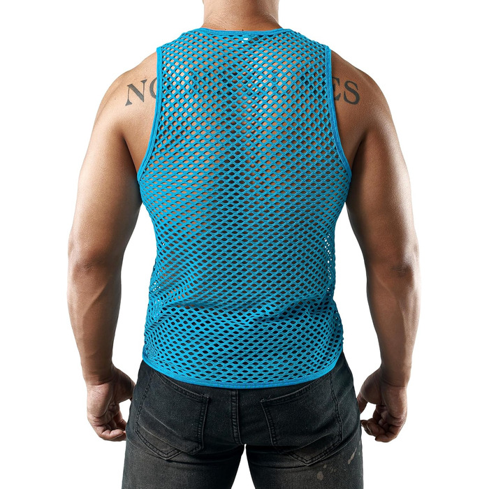 Чоловіча сітка-майка JOGAL з прозорої тканини (XXL, океановий блакитний)