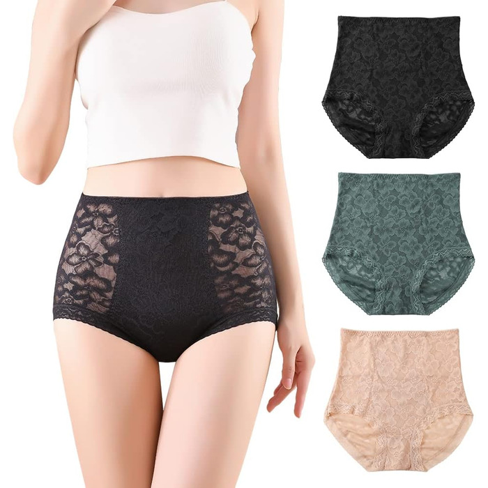 Шикарні жіночі труси-сліпи з високою талією, корсетний ефект, 3 шт. у наборі, BLKDOTS