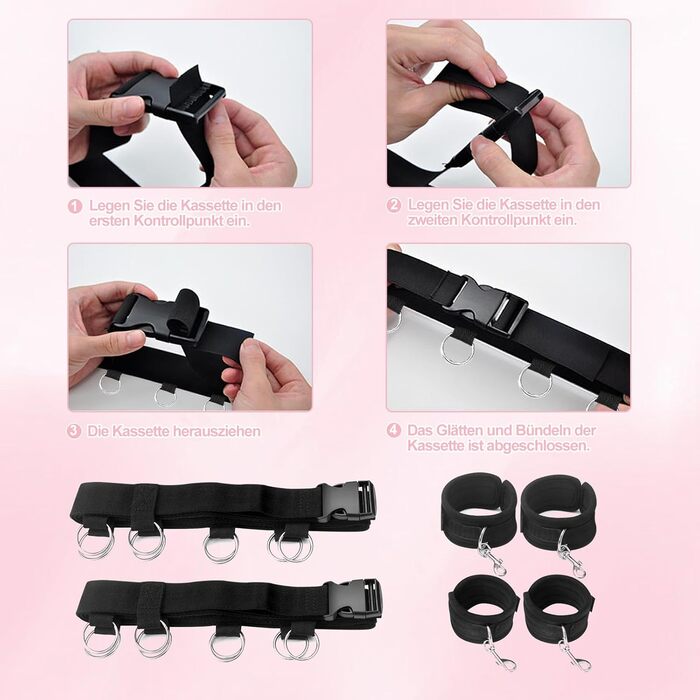 Набір для БДСМ Bett Fesseln: Фетіш-іграшки для пар з наручниками, кайданами, пов'язкою на очі та клямками. Стабільний набір для сексуальних ігор