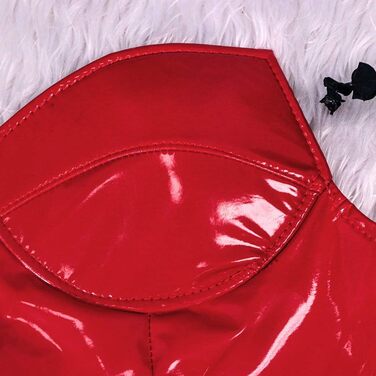 Жіноче шкіряне плаття-боді JasmyGirls, латекс, блискуче, на блискавці, бодікон, косплей, ролеві ігри, комбінезон (червоний без бретелек, L-XL)