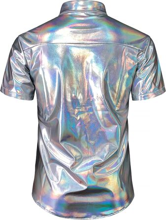 Чоловічий блискучий бронзовий костюм для вечірок та клубів JOGAL (сріблястий блиск, розмір S)