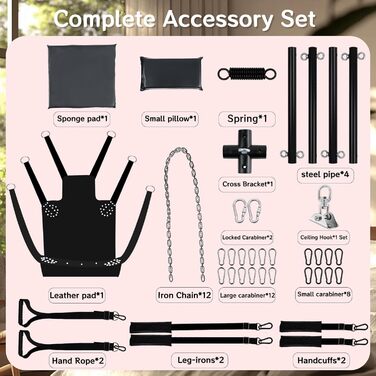 Гойдалка для дорослих BDSM Onyx 360° поворотна, стельовий ремінь для приміщень, розширена комфортна платформа, комплект