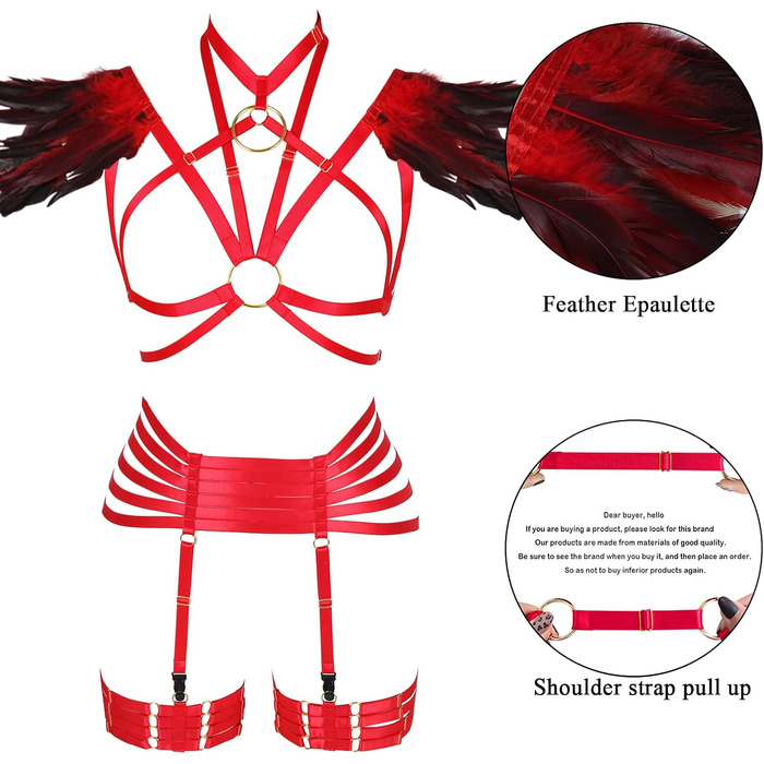 Набір пір'я для жінок PETMHS: корсет, бюстгальтер, клітка, готичний стиль, карнавал, костюм, червоний, великі розміри