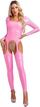 Жіночий комбінезон GRRKDFQ з вирізом на кроці (Рожевий, M)