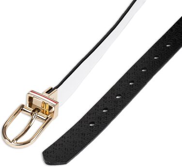 Двосторонній шкіряний ремінь Tommy Hilfiger для чоловіків, Casual для джинсів, срібляста пряжка, розмір M, білий/чорний