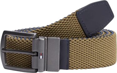 Чоловічий ремінь Tommy Hilfiger Denton Elastic Rev (AM0AM14574) двосторонній, еластичний, колір Khaki Platinum Olive, розмір 85