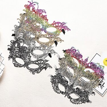 Маска для карнавалу та свят: 8 шт. мереживних масок для жінок (2 стилі: мереживо, фенікс)