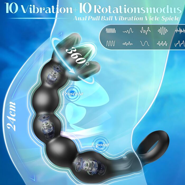 Анальний вібратор для чоловіків та жінок, комплект з 10 режимів вібрації, іграшки для дорослих