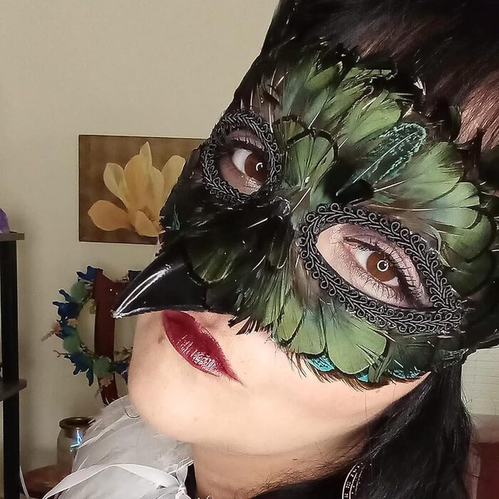 Венеціанська маска для жінок та чоловіків, маска для маскараду, маска з пір'ям, маска Равен для карнавалу, Фашинг, Хелловіну, косплею, аксесуари до костюма (зелена)