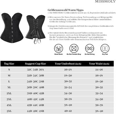 Корсет жіночий Miss Moly вінтажний, повний бюст, класичні кольори, мереживо, бант, з принтом G-string, чорний