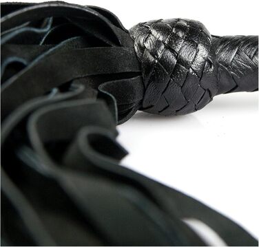 Чорна гертка для SM/BDSM з 36 ременями, 75 см, ручної роботи з 100% шкіри, Bondage