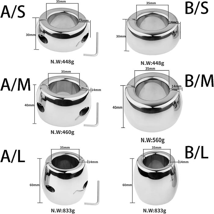Сталеві кільця для яєчок (ходенринги) - сталеві, для чоловіків, 30/40/60 мм, з магнітом/гвинтом. Іграшки для дорослих
