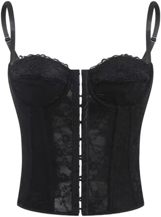 Топ-бралетта Haibang з мереживом, чорний: сексуальний корсет, топ з тонких бретелек, форма одягу для вечірок та клубів