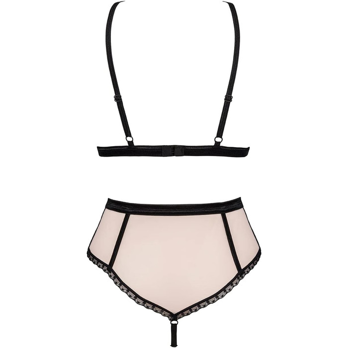 Obsessive Spitzen Set: Комплект бюстгальтера та трусиків Obsessive, жіноча білизна, сексуальна спідня білизна, рожево-чорний комплект L-XL