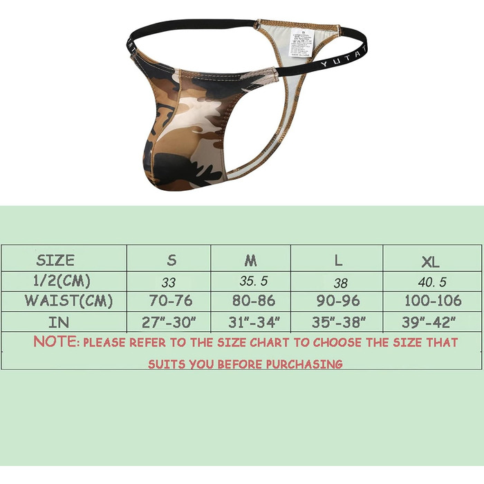 Танга чоловічі Faringoto, камуфляж, низька посадка, XL, 4 шт.
