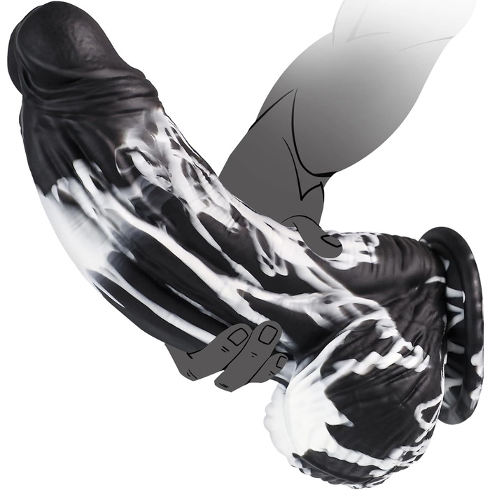 Анальний секс-іграшка XXL 'Фентезі' - великий силіконовий дилда з соскою, чорного кольору, для чоловіків та жінок