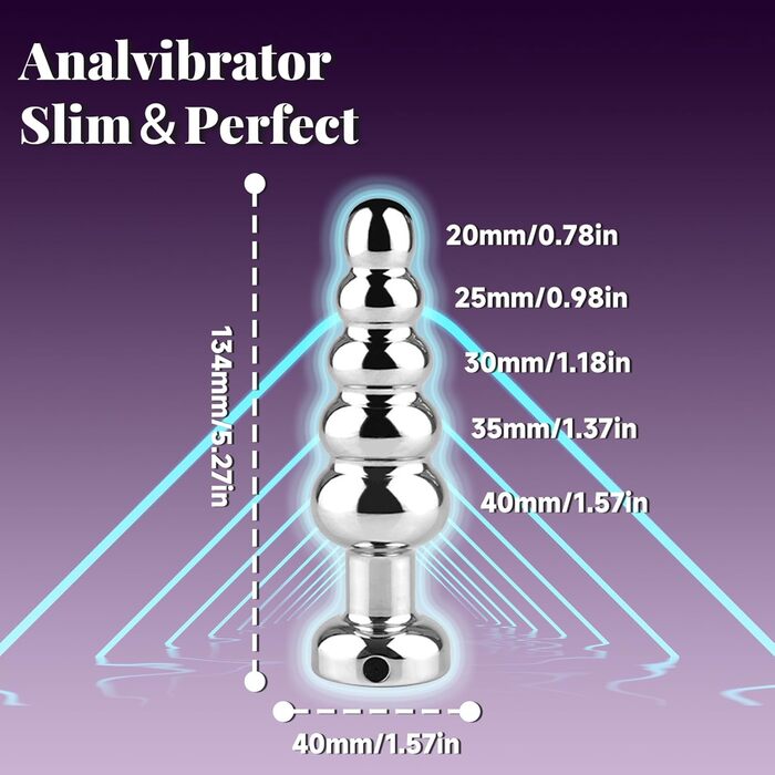 Вібратор для анального сексу AMAZBEE з дистанційним керуванням, 10 режимів, масажер простати, металевий дildo з 5 намистин