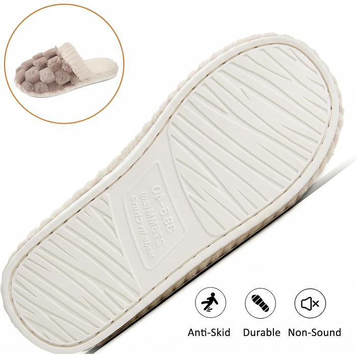 Жіночі зимові домашні капці з ефектом пам'яті (Memory Foam), теплі та м'які, темно-коричневі, розмір 38.5/40 EU