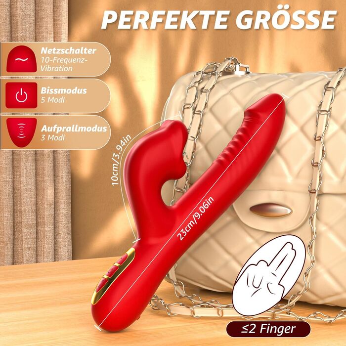 Вібратор G-Punkt з набором для жінок: 10 режимів, 5 мовок, 3 функції стимуляції. Червоний.