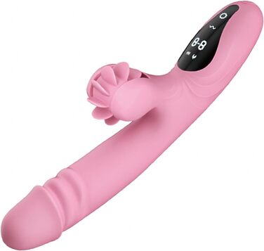 Вібратор для жінок з 9 функціями, нагрівання, силікон, дільдо, масажний стрижень, рожевий