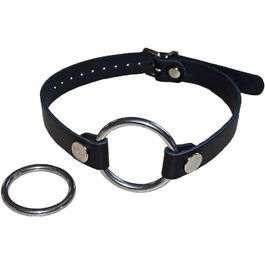 Кнебель для рота з кільцем, з нержавіючої сталі V4A, діаметр 40 мм та 45 мм, поводок/обмежувач шиї, секс-іграшка, ручної роботи (чорний)