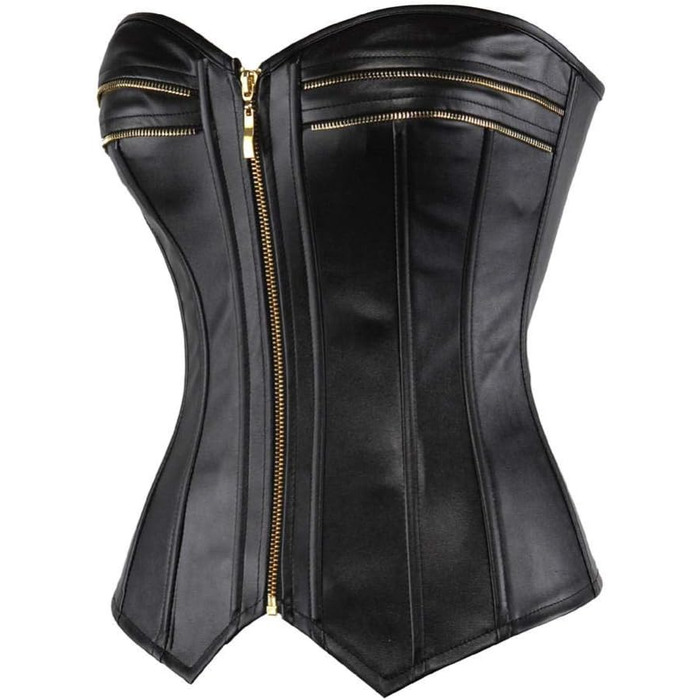 Комплект сексуальної білизни: нічна сорочка, корсет, топ, чорний, штучна шкіра, стимпанк, на блискавці, для фігури, великі розміри