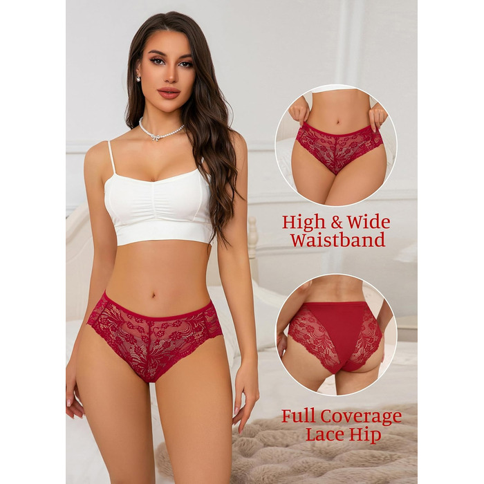 Сліпекс жіночі мереживні, безшовні, великі розміри, 6 шт. (чорний*2, червоний*2, рожевий*2)