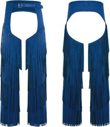 Чоловічі штани-ковбої MSemis з бахромою, відкриті на кроці, для карнавалу, фестивалів та тематичних вечірок, блакитні