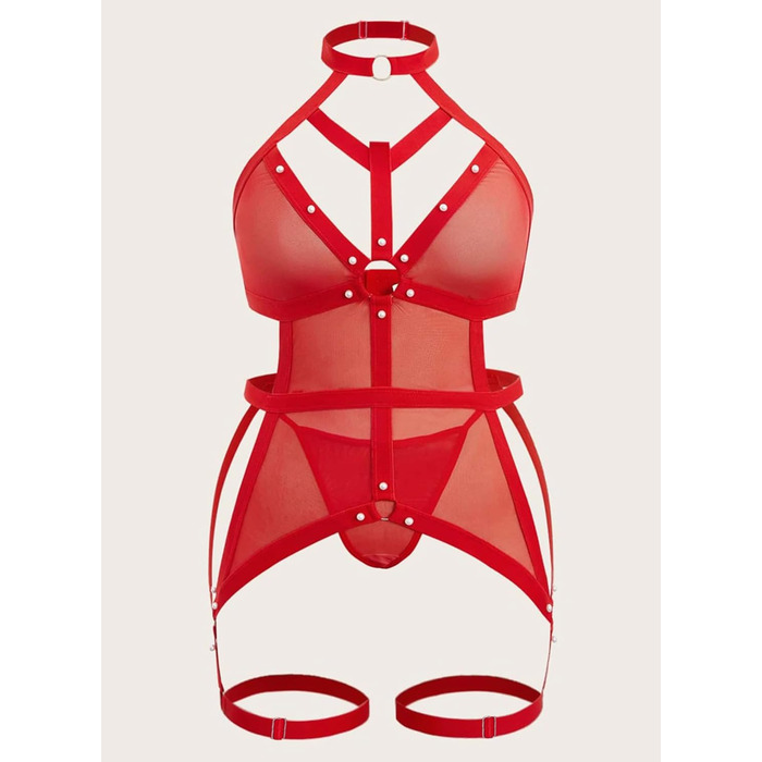 Еволюст - Комплект спідньої білизни для жінок (4XL, Червоний/Подорож, Однотонний (Getaway Solids))