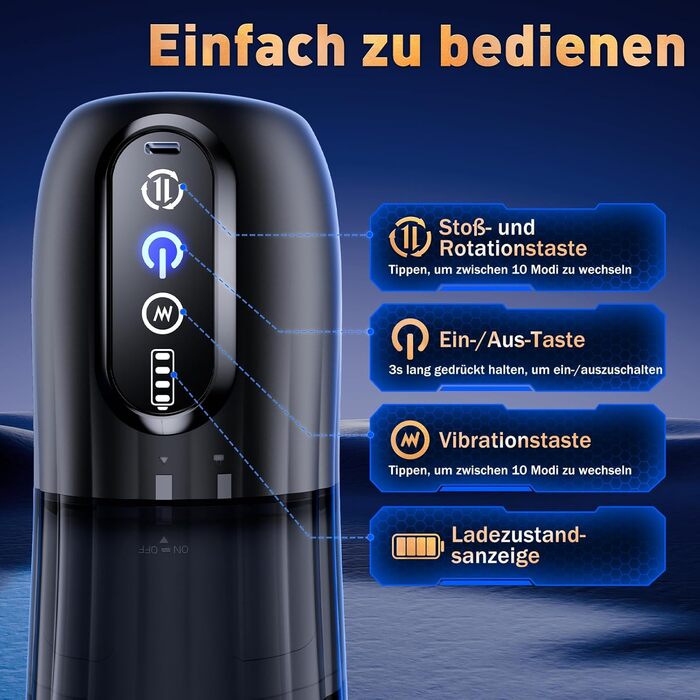 Електричний секс-іграшка PRONFANS для чоловіків: мастурбатор, вібрація, ротаційний механізм, 10 функцій, пеніс-насос, Blowjob