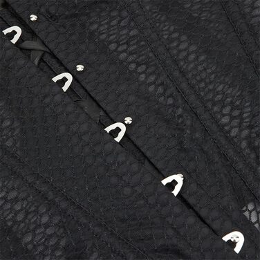 Топ-корсет жіночий у стилі Ренесанс з сітчастими вставками для вечірніх образів – на побачення, осінні луки. Милий топ-кроп для вечірки, клубу. Трапецієвидний топ з корсетним шнуруванням (#01-чорний, L)