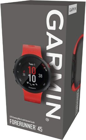 Спортивний GPS-годинник Garmin Forerunner 45 для бігу, фітнес-трекер з пульсометром та планами тренувань, червоний (розмір M)