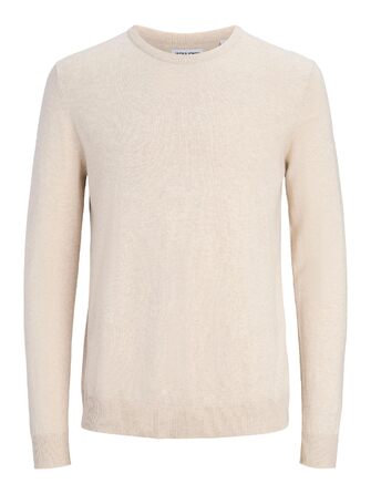 Чоловічий в'язаний светр Jack & Jones Jjeemil Knit Crew Neck Noos, колір Oatmeal (вівсяний)