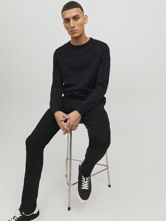 Чоловічий в'язаний однотонний светр JACK & JONES, чорний, розмір L