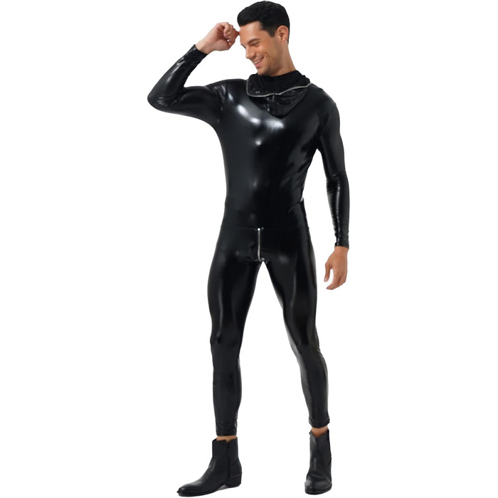 Костюм-комбінезон з латексу YiZYiF для чоловіків, чорний, S-XXL