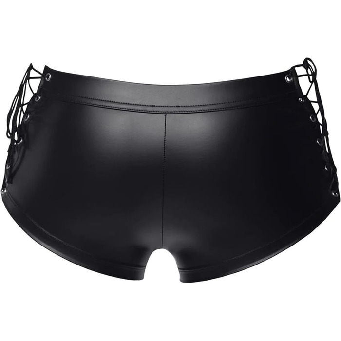 Чоловіча спідня білизна з еластичної шкіри (лак) та шкіряна жилетка. Сексуальний комплект з футболки та топу. Чорний колір, розмір L