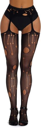 Чорні мереживні панчохи з високою талією для жінок Adobe, універсальний розмір, 3 шт.